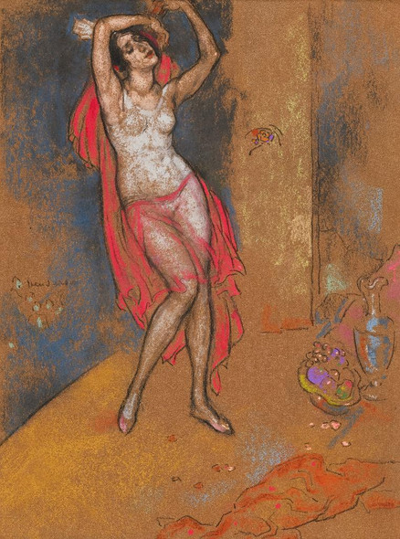 Standing Nude Woman Anna Pavlova In Oriental Fantasy, Chicago By William Penhallow Henderson (PRT_7326) - Canvas Art Print - 23in X 31in