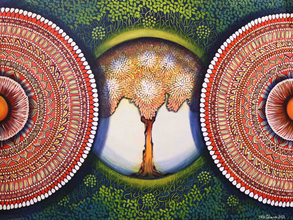 MANDALA- EXPANSION BEYOND DIMENSION 3 (ART_3702_55403) - Handpainted Art Painting - 40in X 30in