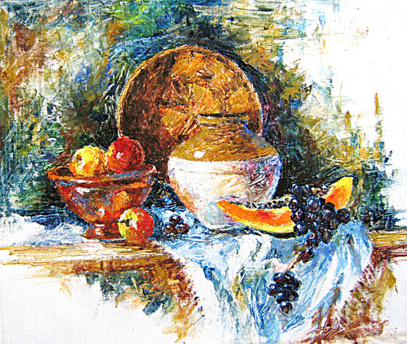 Still Life (ART_1038_55378) - Handpainted Art Painting - 28in X 24in