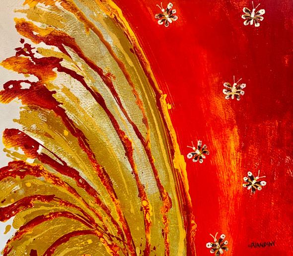 Red Vim (ART_5103_55230) - Handpainted Art Painting - 35in X 33in