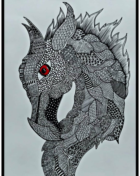 The Power Dragon (ART_7976_55536) - Handpainted Art Painting - 8in X 12in