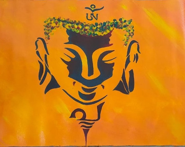 Peaceful Buddha  (ART_7943_55480) - Handpainted Art Painting - 56in X 41in