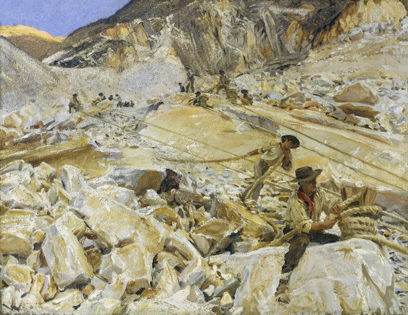 Bringing Down Marble From The Quarries To Carrara (1911) By John Singer Sargent (PRT_7343) - Canvas Art Print - 22in X 17in