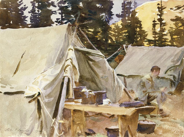 Camp At Lake O'Hara (1916) By John Singer Sargent (PRT_7345) - Canvas Art Print - 22in X 16in