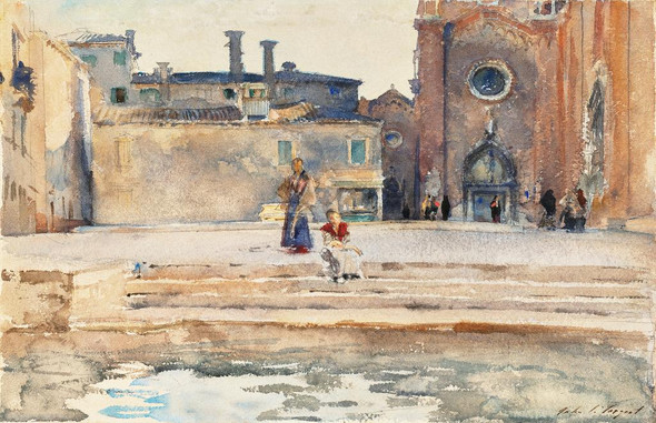 Campo Dei Frari, Venice By John Singer Sargent (PRT_7346) - Canvas Art Print - 25in X 16in