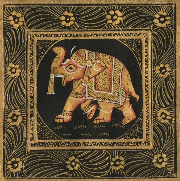 Golden Elephant (PRT_7663) - Canvas Art Print - 33in X 33in