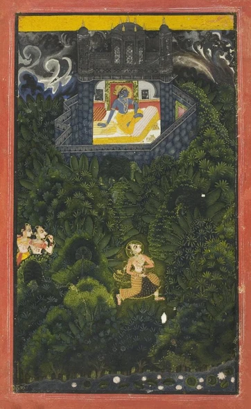 Abhisarika Nayika (Heroine Running To Meet Her Lover) (PRT_7727) - Canvas Art Print - 12in X 19in