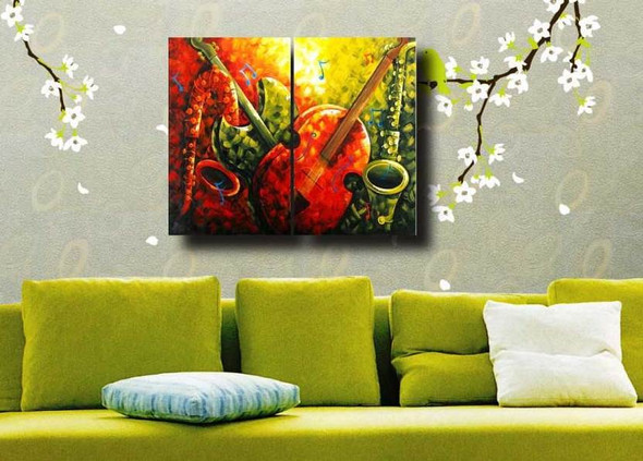 Music 13 - Handpainted Art Painting - 32in X 24in (16in X 24in each X 2Pcs)