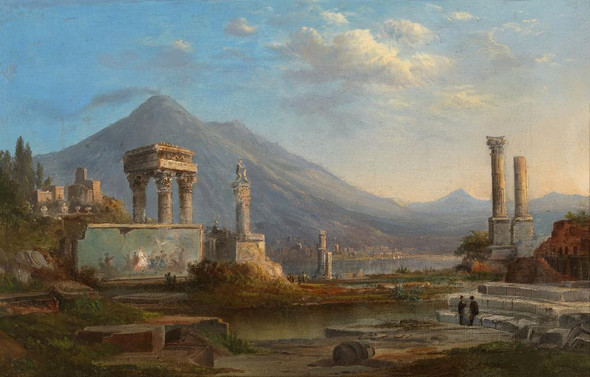 Vesuvius And Pompeii (PRT_7768) - Canvas Art Print - 18in X 12in