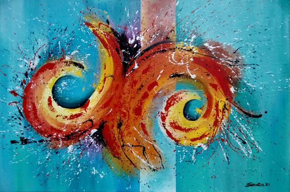 Abstract Expression  (ART_6872_56070) - Handpainted Art Painting - 36in X 24in