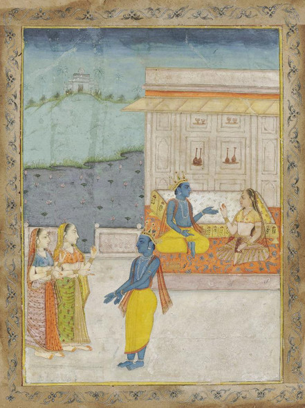 Krishna And Shepherds (PRT_7810) - Canvas Art Print - 22in X 29in