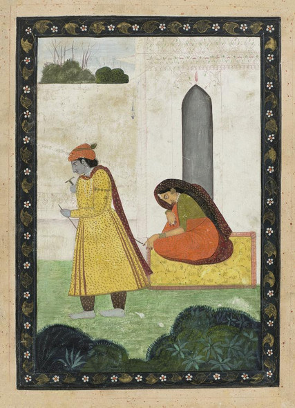 Krishna Leaves Radha (PRT_7821) - Canvas Art Print - 20in X 27in