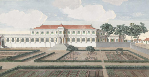 The Governor's House With The Garden In Colombo On Ceylon By Cornelis Steiger (PRT_7891) - Canvas Art Print - 34in X 18in