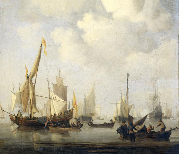 A Calm At Sea By Willem Van De Velde (II) (PRT_7896) - Canvas Art Print - 19in X 16in