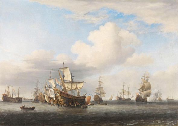 Captured English Ships After The Four Days‚Äô Battle By Willem Van De Velde (II) (PRT_7898) - Canvas Art Print - 40in X 28in