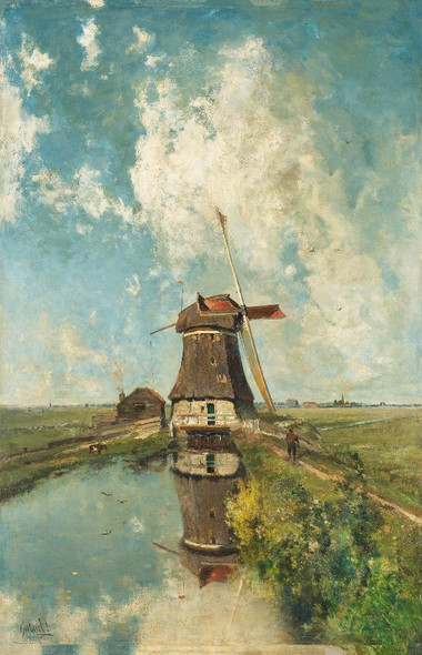 A Windmill On A Polder Waterway, Known As ‚ÄòIn The Month Of July‚Äô By Paul Joseph Constantin Gabri√´l (PRT_7920) - Canvas Art Print - 24in X 37in