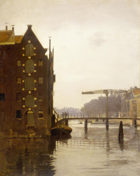 Warehouses On An Amsterdam Canal At Uilenburg By Willem Witsen (PRT_7940) - Canvas Art Print - 28in X 35in