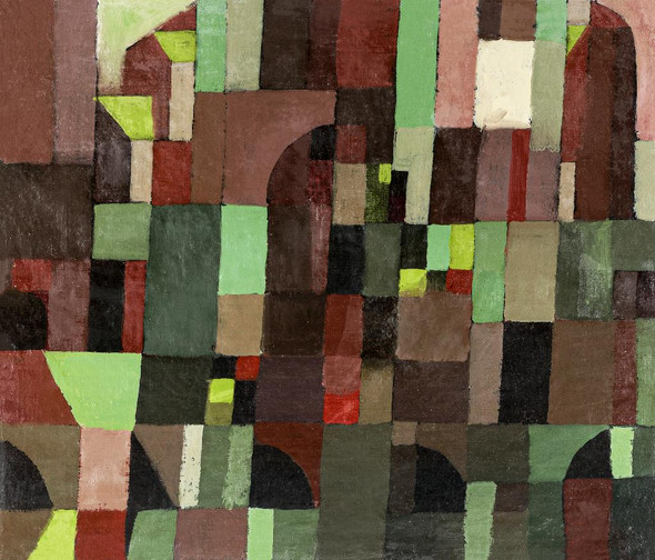 Red And Green Architecture (1922) By Paul Klee (PRT_8063) - Canvas Art Print - 17in X 14in