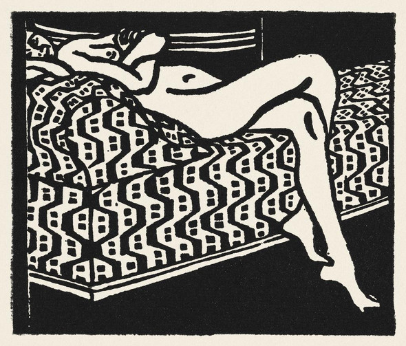 Nude Girl Lying On A Sofa (1905) By Ernst Ludwig Kirchner (PRT_8134) - Canvas Art Print - 20in X 17in