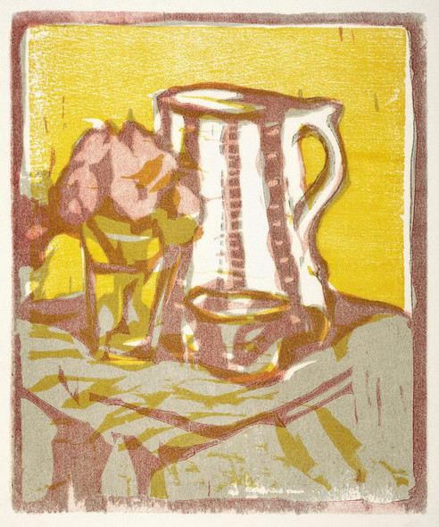 Still Life With Pitcher And Flowers (1907) By Ernst Ludwig Kirchner (PRT_8157) - Canvas Art Print - 21in X 25in