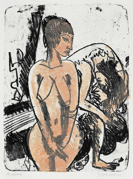 Two Women (1914) By Ernst Ludwig Kirchner (PRT_8174) - Canvas Art Print - 19in X 25in