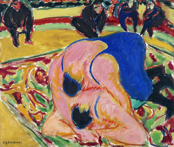 Wrestlers In A Circus (1909) By Ernst Ludwig Kirchner (PRT_8181) - Canvas Art Print - 31in X 26in