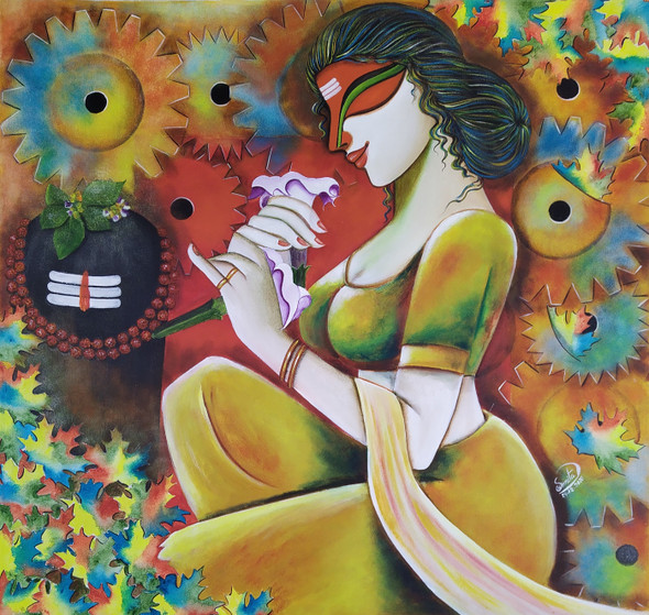 SHIVANGI 2 (ART_7352_56316) - Handpainted Art Painting - 32in X 34in