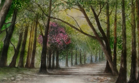 The Lonely Path (ART_8011_56269) - Handpainted Art Painting - 14in X 11in