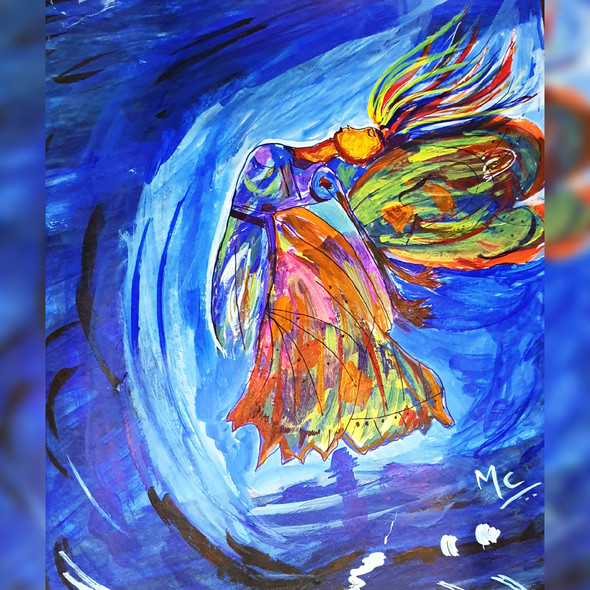 Freedom - An expression (ART_8017_56226) - Handpainted Art Painting - 14in X 15in