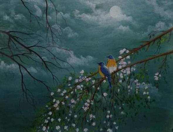 Beauty of Bird (ART_8011_56211) - Handpainted Art Painting - 14in X 11in