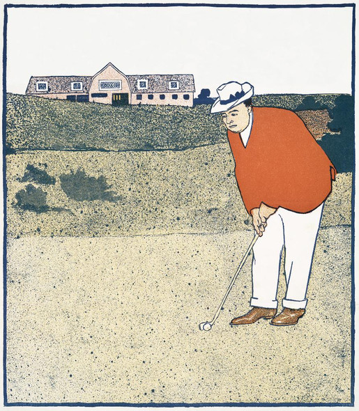 Man Playing Golf By Edward Penfield (PRT_8210) - Canvas Art Print - 19in X 22in