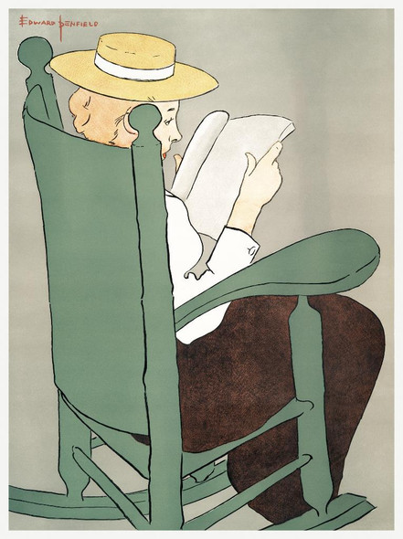 Woman Reading In A Rocking Chair (1899) By Edward Penfield (PRT_8248) - Canvas Art Print - 21in X 28in