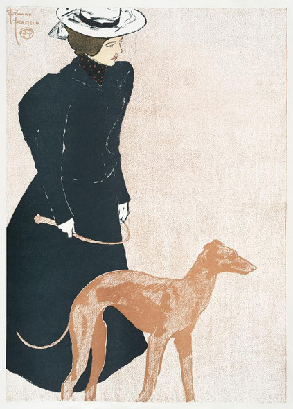 Woman With Greyhound (1897) By Edward Penfield (PRT_8253) - Canvas Art Print - 20in X 28in