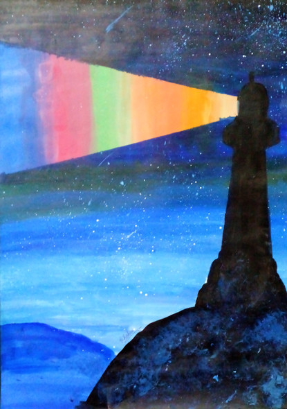 Light House (ART_8032_56450) - Handpainted Art Painting - 11in X 16in