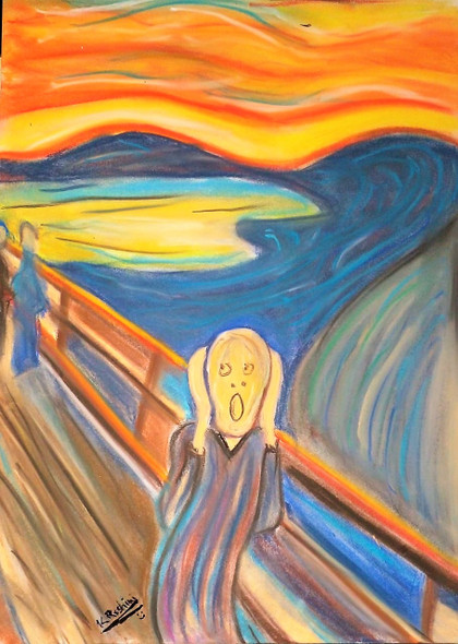 The Scream (ART_8032_56449) - Handpainted Art Painting - 11 in X 16in
