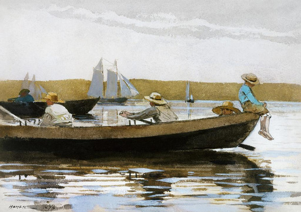 Boys In A Dory (1873) By Winslow Homer (PRT_8315) - Canvas Art Print - 22in X 16in