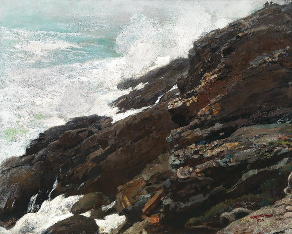 High Cliff, Coast Of Maine (1894) By Winslow Homer (PRT_8329) - Canvas Art Print - 18in X 15in