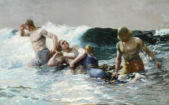 Undertow (1886) By Winslow Homer (PRT_8358) - Canvas Art Print - 45in X 28in