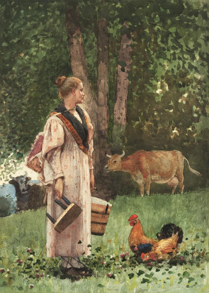 The Milk Maid (1878) By Winslow Homer (PRT_8354) - Canvas Art Print - 17in X 24in