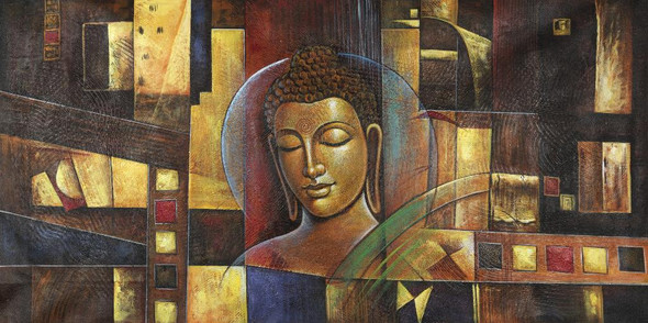 Buddha Face 2 By RA Arts  (PRT_8364) - Canvas Art Print - 30in X 15in