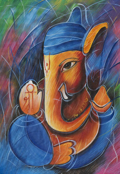 Ganesha 4 By RA Arts  (PRT_8383) - Canvas Art Print - 22in X 32in