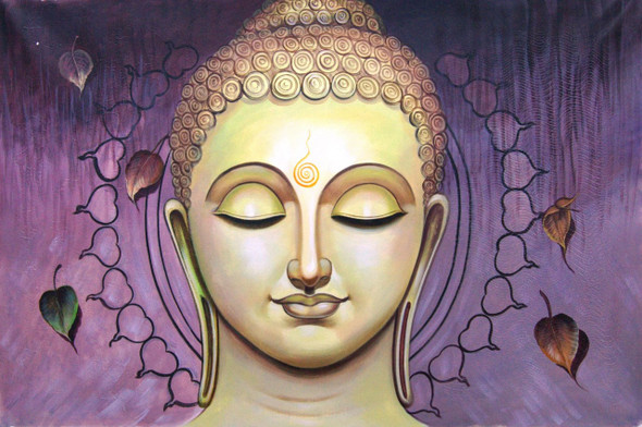 Buddha in Purple - 36in X 24in,RAJMER06_3624,Acrylic Colors,God,Buddha Painting - Buy Paintings online in India