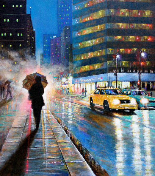 BLUE CITY OF JOY  (ART_5244_56883) - Handpainted Art Painting - 25in X 27in