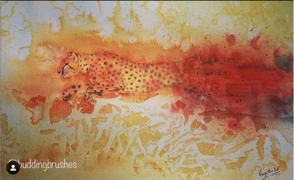 Cheetah on the edge (ART_8053_57001) - Handpainted Art Painting - 11in X 9in