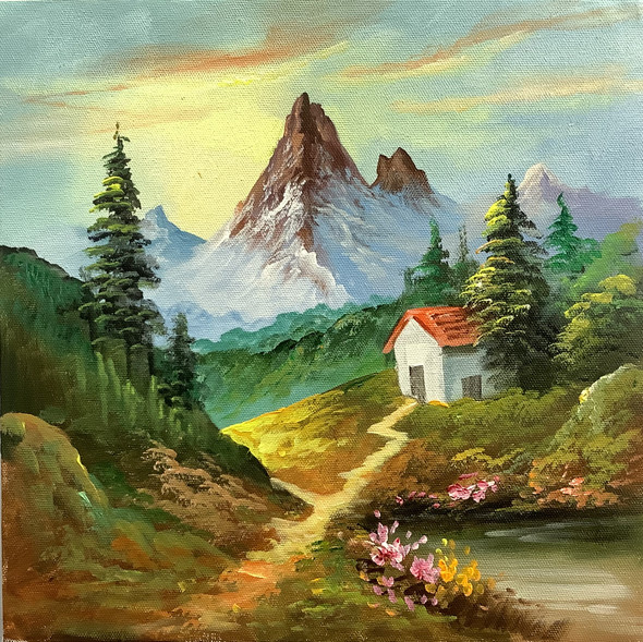 Heaven Landscape-02 (ART_3319_57266) - Handpainted Art Painting - 24in X 24in