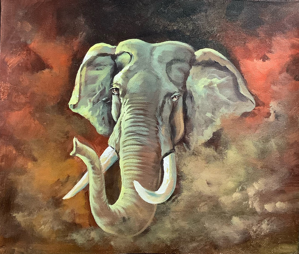 Elephant Painting (ARTOHOLIC) (ART_3319_57258) - Handpainted Art Painting - 24in X 24in