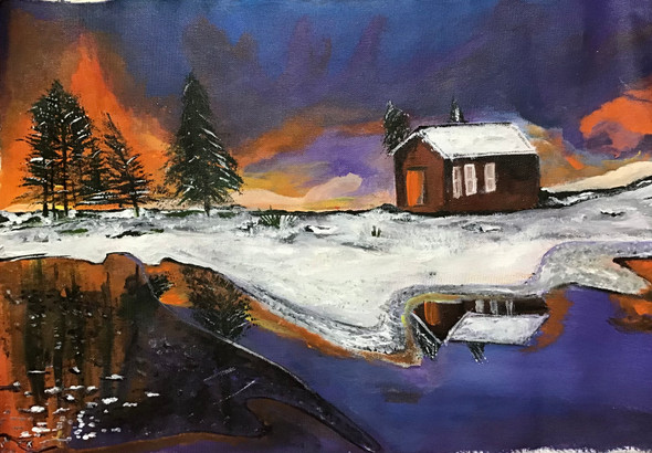 Holi In Winter (ART_8071_57210) - Handpainted Art Painting - 24in X 16in