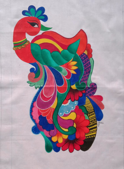 The elegant peacock (ART_8050_57523) - Handpainted Art Painting - 13in X 18in