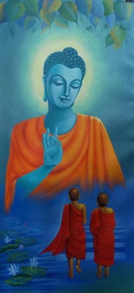 LORD BUDDHA (ART_7685_57503) - Handpainted Art Painting - 22in X 46in