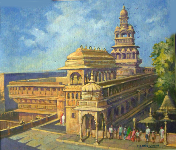 Palace of Jaisalmer (ART_8063_57350) - Handpainted Art Painting - 18in X 24in